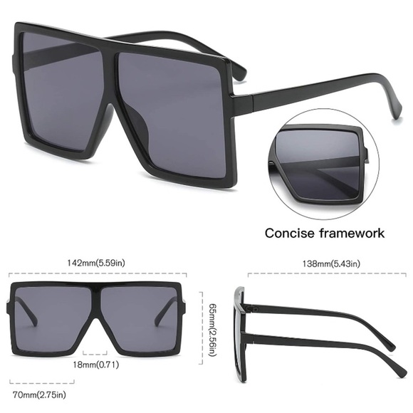 Square Oversized Sunglasses -2Pack